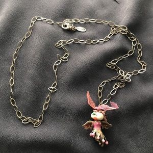 Handmade 925 sterling silver & glass angel pendant necklace